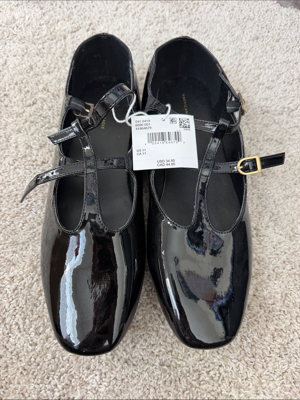 Black Patent Mary Jane Shoes with Buckle Strap